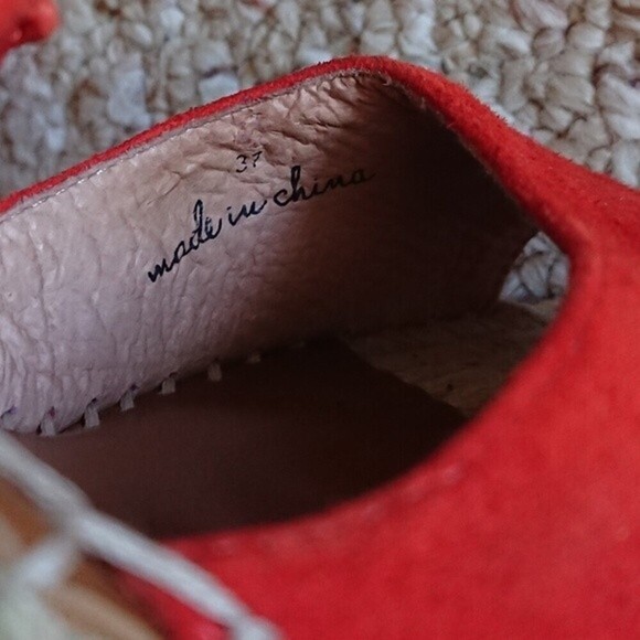 Joie Phyllis Suede Lace-Up Wedge Espadrille Sandal in orange size 37 - Picture 11 of 12